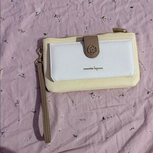 Nanette Lepore White and Tan Wristlet